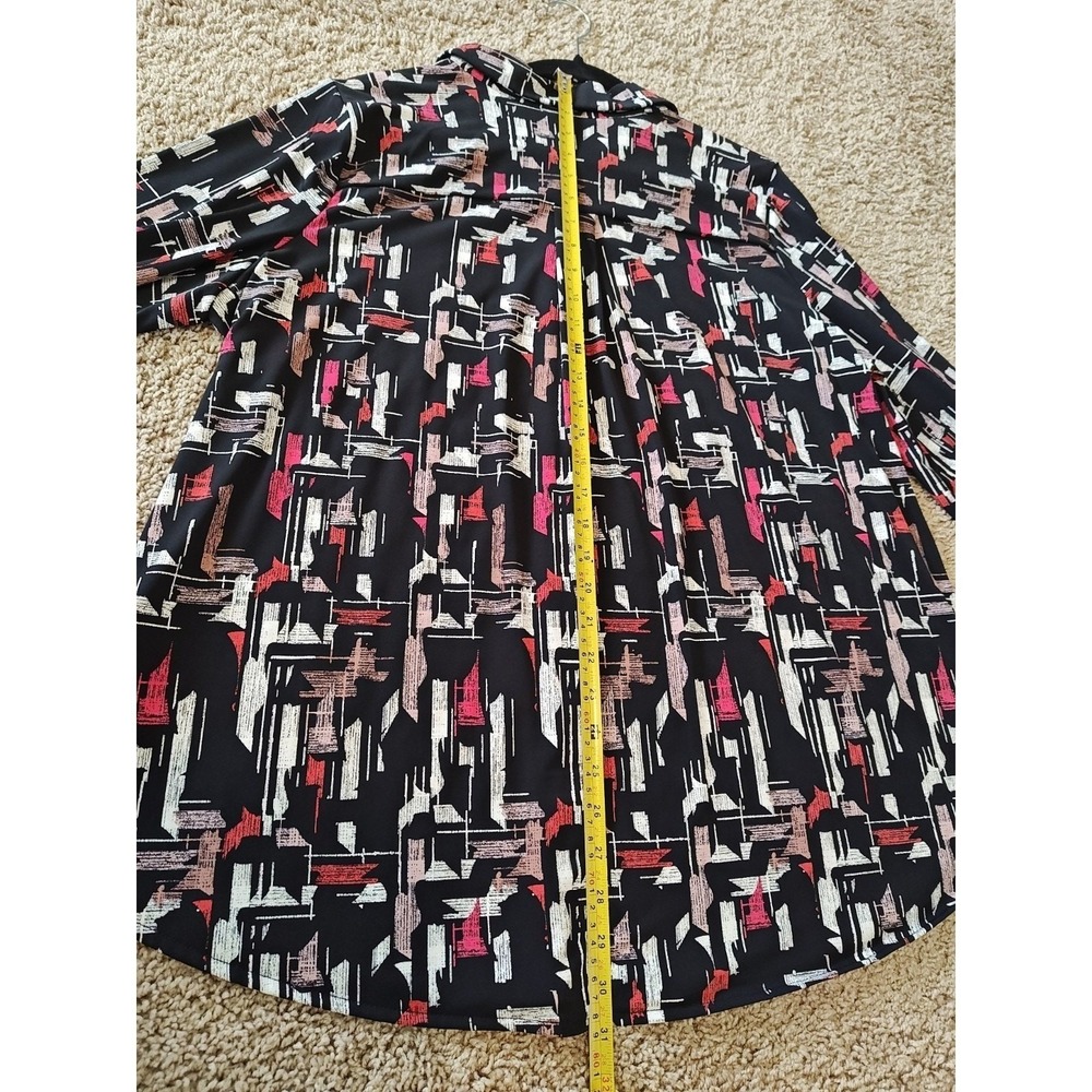 Women Alfani Blouse XL Black Abstract Button-Down Long Sleeve Relaxed Regular - Picture 10 of 13